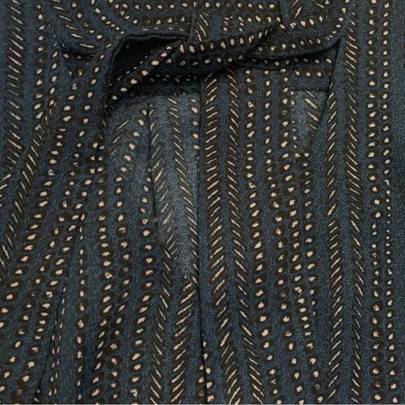 Tie Neck Long Sleeve Teal Blue Spot Print Blouse Top XS Polka Dot Office Work - Picture 7 of 11